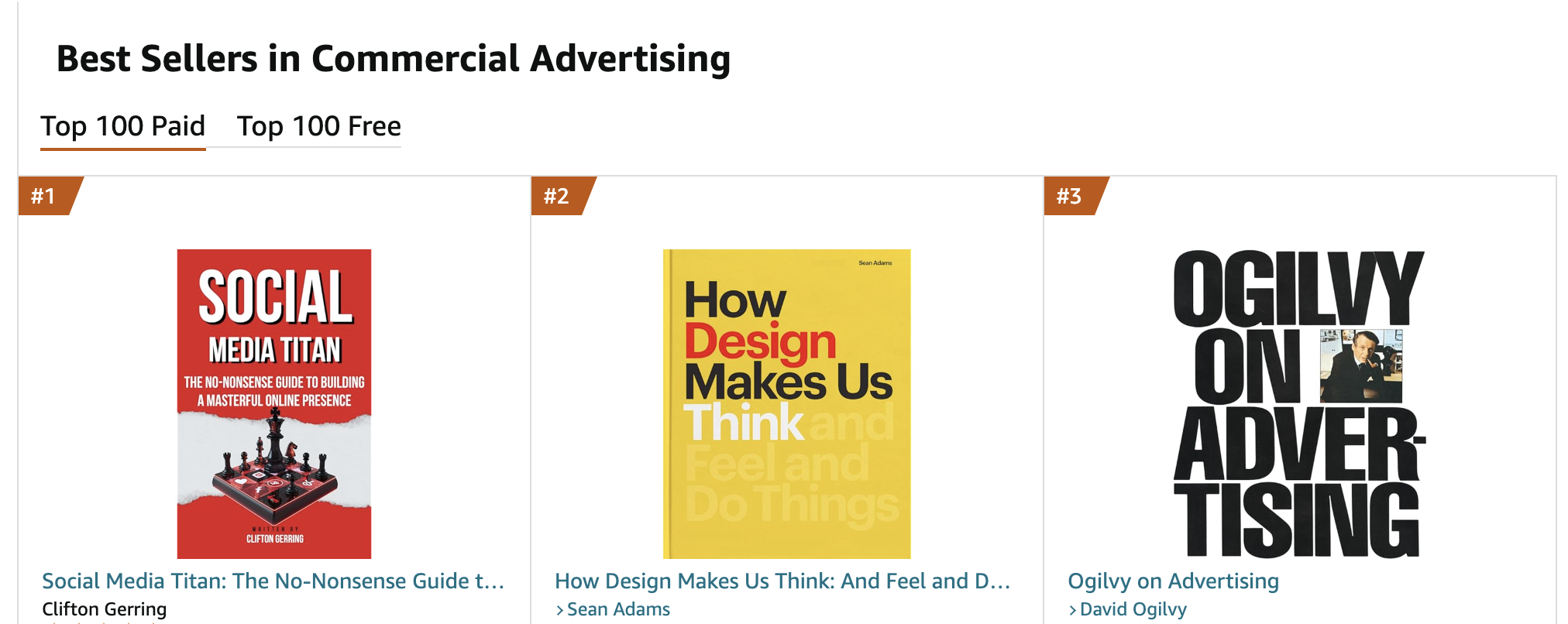 Amazon Best Sellers page showing Social Media Titan at number one in Commercial Advertising